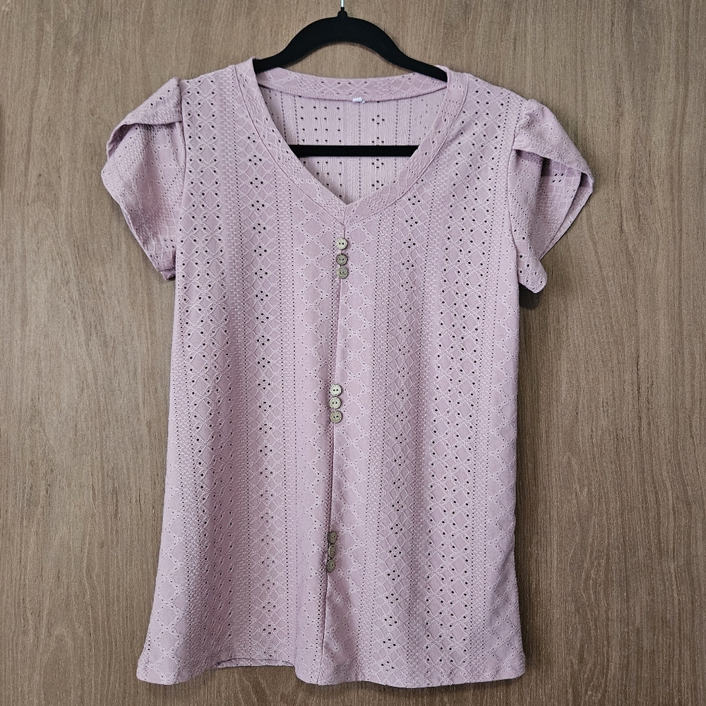 Pink Eyelet Top